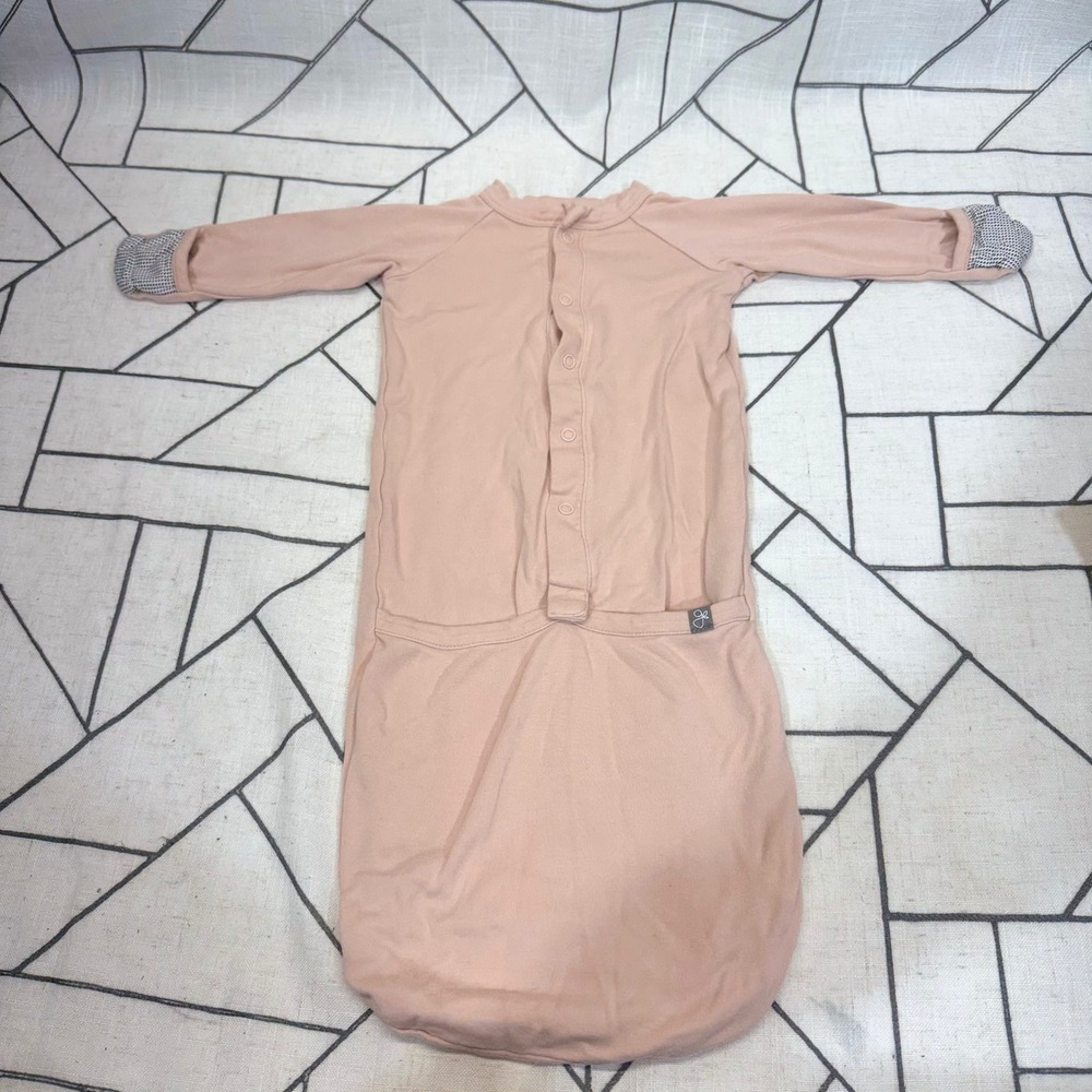 Goumi Baby Gown 3-6M Pink Bamboo Organic Cotton Long Sleeve Snap Sleeper